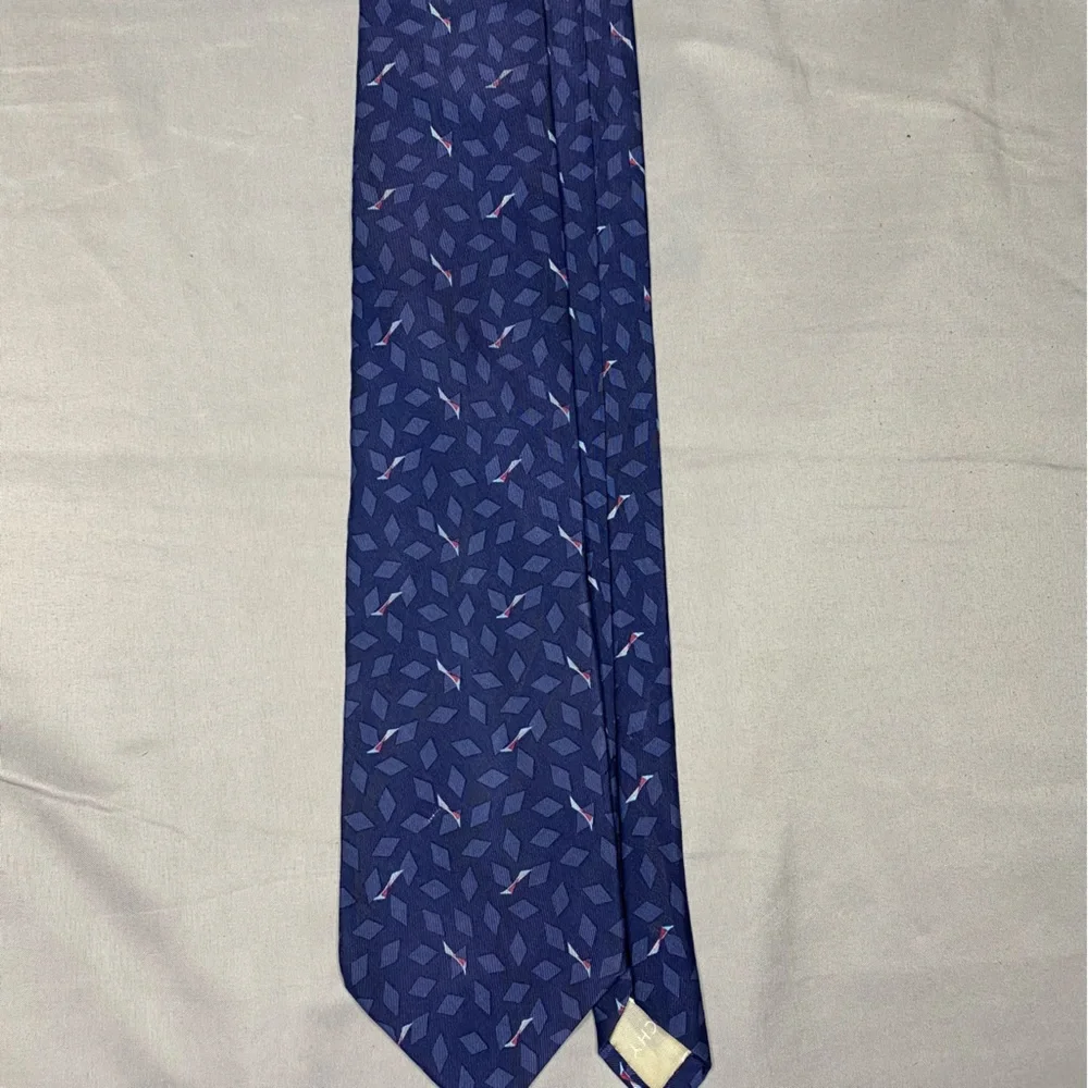 Vintage Gievenchy‎ Monsieur Neck Tie Silk Geometric Print Blue Italy